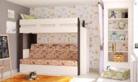 Кровать с диваном 75 Карамель Атлант (Венге Магия /Сосна Карелия/Савана) в Ирше - irsha.katalogmebeli.com | фото
