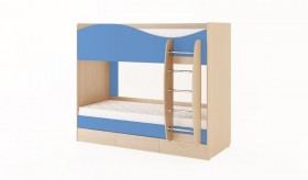 Кровать 2-х ярусная с ящиками (Беленый дуб/Синий) в Ирше - irsha.katalogmebeli.com | фото