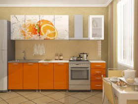 Кухонный гарнитур 2,0м Апельсин (Белый/Оранжевый металлик/Фотопечать апельсин) в Ирше - irsha.katalogmebeli.com | фото