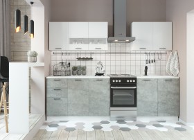 Кухонный гарнитур Дуся 2000 мм верх Белый бриллиант/низ Цемент в Ирше - irsha.katalogmebeli.com | фото