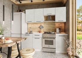 Кухонный гарнитур Нувель 2100мм белый/бетон белый в Ирше - irsha.katalogmebeli.com | фото