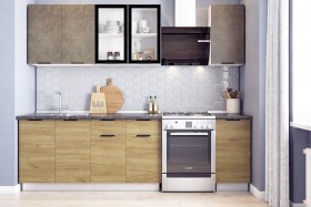 Кухонный гарнитур Стоун 2.0 (белый/камень темно-серый/акация светлая) в Ирше - irsha.katalogmebeli.com | фото