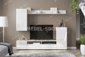 Мебель для гостиной МГС 4 (Белый/Белый глянец) в Ирше - irsha.katalogmebeli.com | фото