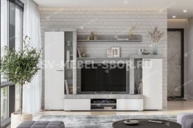 Мебель для гостиной МГС 5 Цемент светлый / Белый в Ирше - irsha.katalogmebeli.com | фото