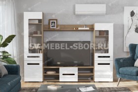 Мебель для гостиной МГС 6 (Исполнение 1/Дуб золотой/Белый глянец) в Ирше - irsha.katalogmebeli.com | фото