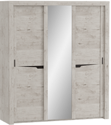 Шкаф трехдверный Соренто с раздвижными дверями Дуб бонифаций/Кофе структурный матовый в Ирше - irsha.katalogmebeli.com | фото
