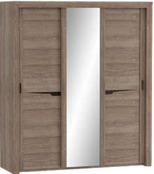 Шкаф трехдверный Соренто с раздвижными дверями Дуб стирлинг/Кофе структурный матовый в Ирше - irsha.katalogmebeli.com | фото