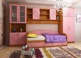 Детская Веселый пони Комплект мебели (Вишня оксфорд/Розовый) в Ирше - irsha.katalogmebeli.com | фото